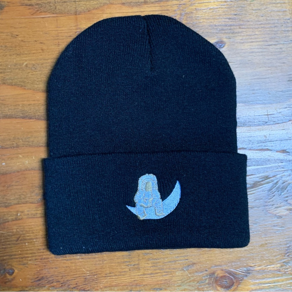 Black Man on the moon Embroidered Cuff Folded Beanie